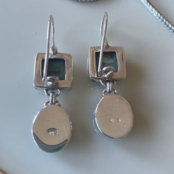 Jasper/Onyx and sterling silver set - Picture 6 of 7